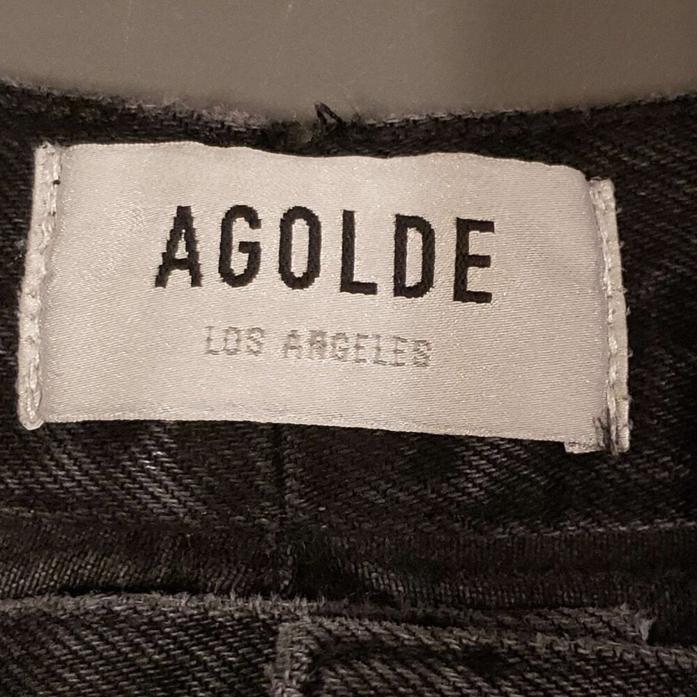 Agolde Black Denim Shorts Pinch Measured (Pls See Ad - 16" across at waist) - Picture 4 of 6